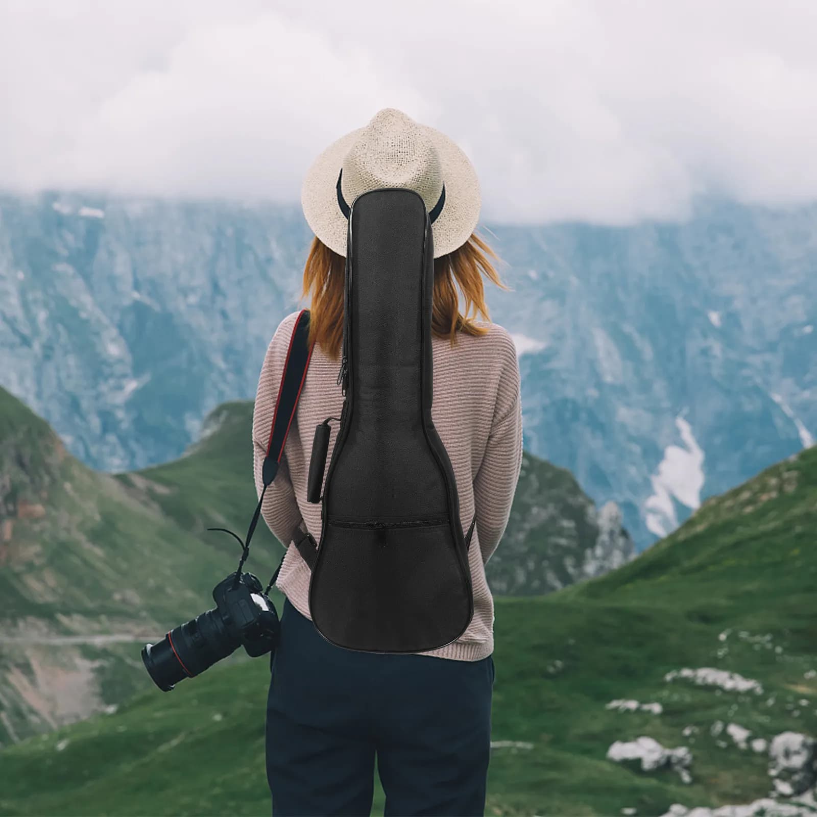 Borsa portatile per ukulele, contenitore in tessuto Oxford resistente con comoda tracolla per protezione durante i viaggi e all'aperto