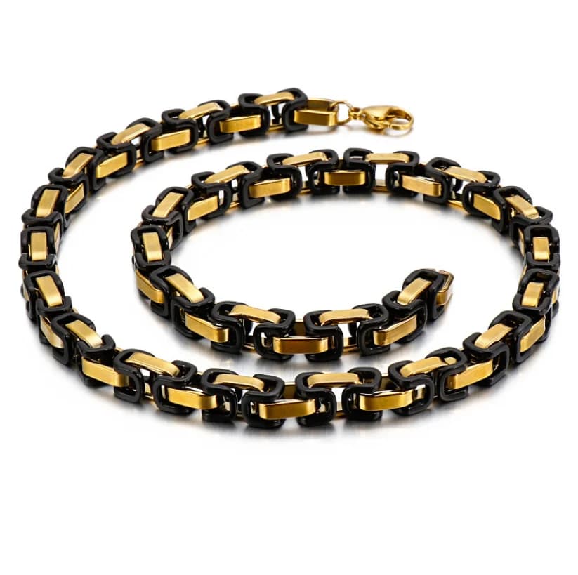 Collana in acciaio inossidabile con catena bizantina a maglie robuste da 8 mm 18-26 pollici Gioielli in oro nero per regali da donna per uomo
