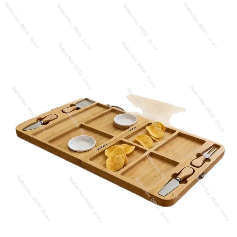 Stylish Tray Foldable for Cheese, Sauce, Fruit, Bread, Snack and Butter, Wood Plate