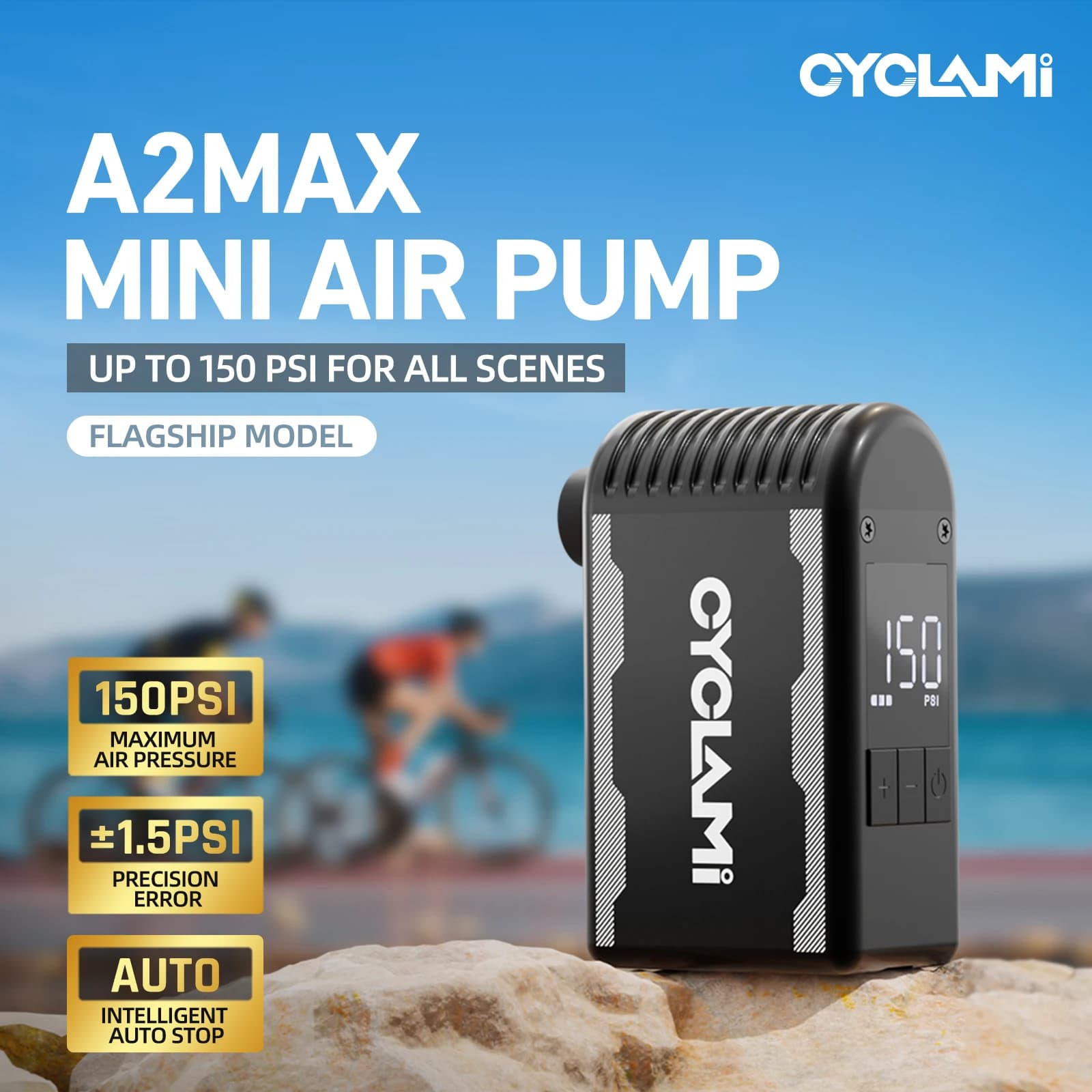 CYCLAMI A2 Max Mini Pompa di Aria Elettrica 150 PSI Bicicletta Portatile Cordless Gonfiatore Presta Valvola Schrader Strada Esterna MTB Bici