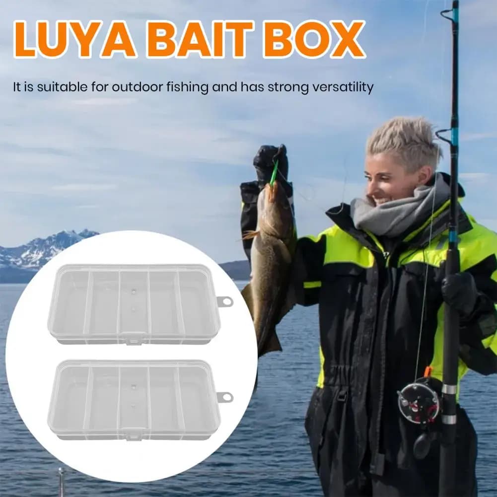 Fishing Bait Box Fishing Bait Storage Boxes 5-compartment Transparent Lure Containers Capacity Tackle Organizers for Anglers