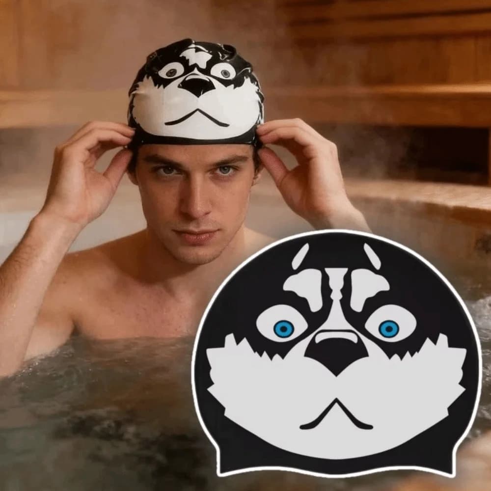 Comfortable Wear Creative Swimming Hat Funny High Elasticity Bathing Caps Dog Silicone Pool Headgear Swimming Pool