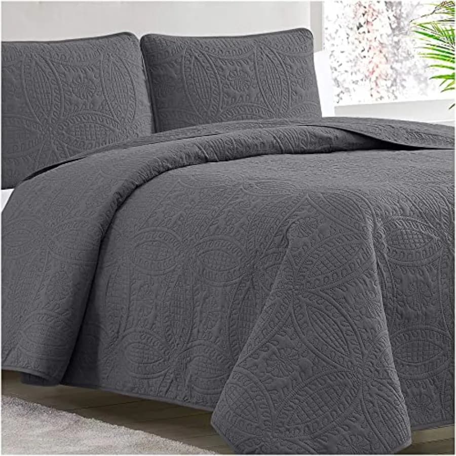Set Copriletto - Copertura per Letto con Federe - Tecnologia di Trapuntatura ad Ultrasuoni - Set Trapuntato Oversize 2 Pezzi - Copriletti e