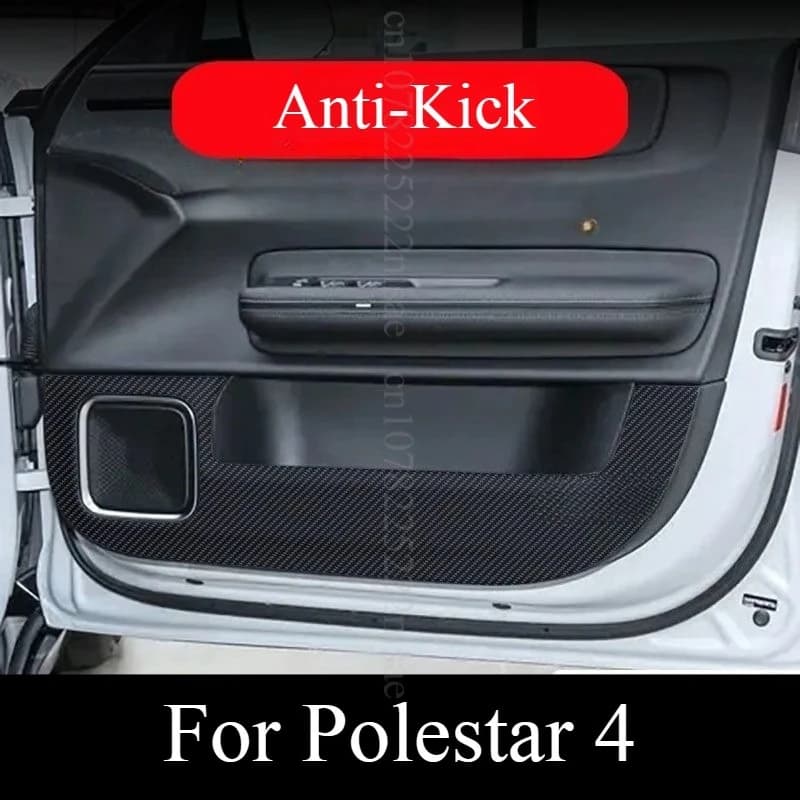 4 pcs interior stickers for car door for Polestar 4 2025 carbon fiber anti-scratch protection mat