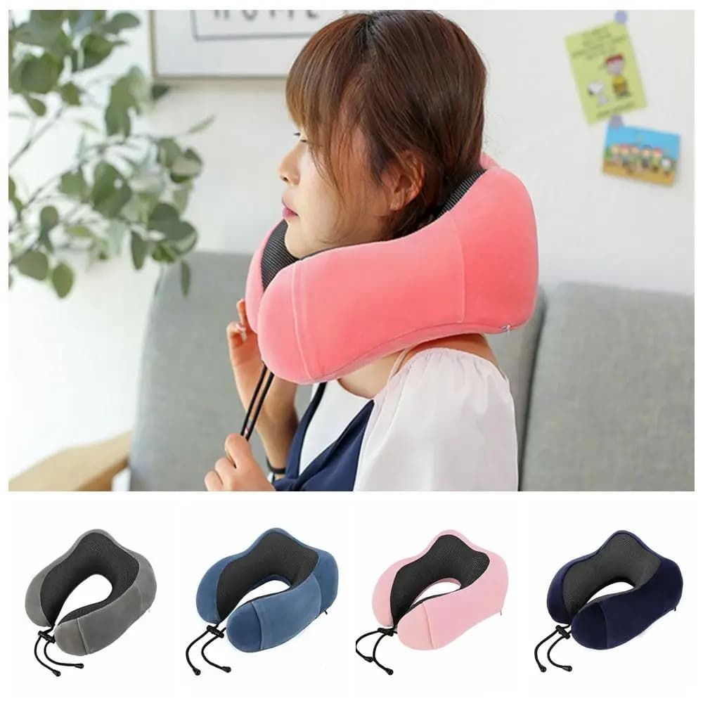 Cuscino da viaggio in Memory Foam a forma di U cuscino di supporto per il collo senza borsa per il trasporto maschera per tappi per le orecchie