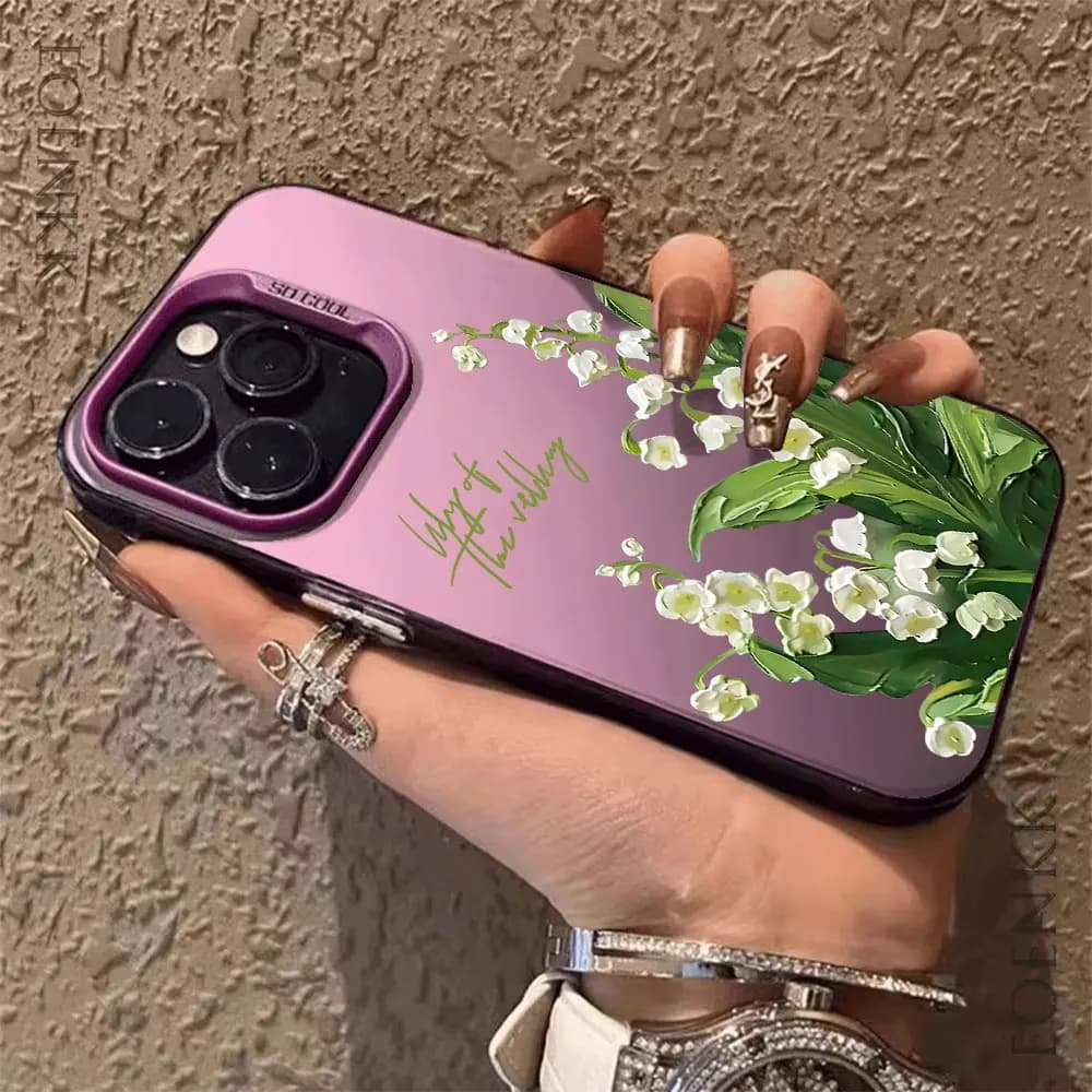 Cover Antiscivolo con Motivo Mughetto per iPhone 17 16 15 14 13 12 11 ProXs Max Mini 8 7 Plus 16e 17e Air X XR