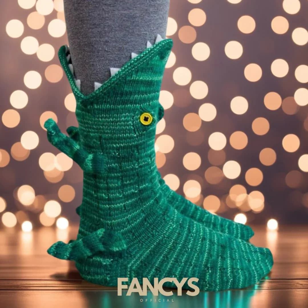 Halloween Christmas Socks Gift Shark Fish Chameleon Crocodile Knit Cute Unisex Novelty Winter Warm Floor Sock for Men Women