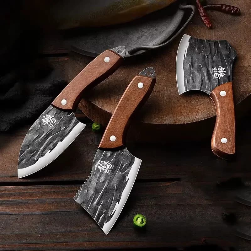 1/3PCS Forged Mini Kitchen Knife with Wooden Handle Multifunctional Slicer Suitable for Fish Scaling Meat Fruit Cutting for Home