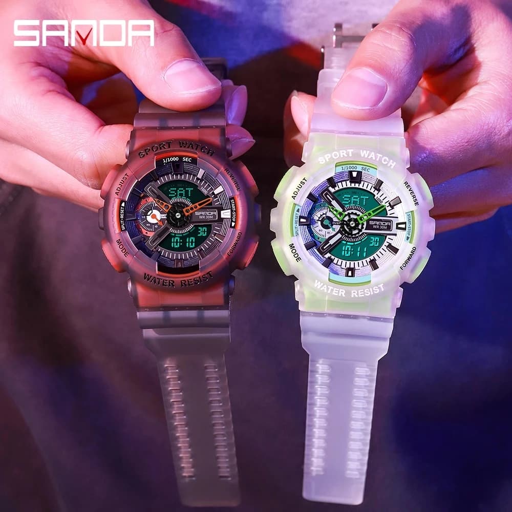 SNADA 2025 Nuovi Orologi da uomo Sport Orologio da polso elettronico Impermeabile Moda Fluorescente Doppio Display Orologio al quarzo digitale 3029
