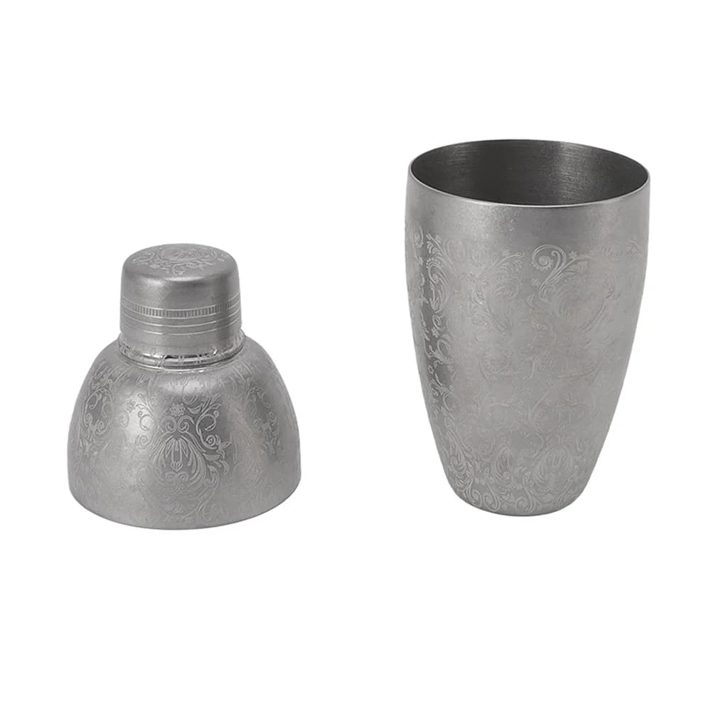 Elegant 304 Stainless Steel Bartending Mixer Flower Carved With Filter Wine Cup Shaker Bar Shaker Bartender