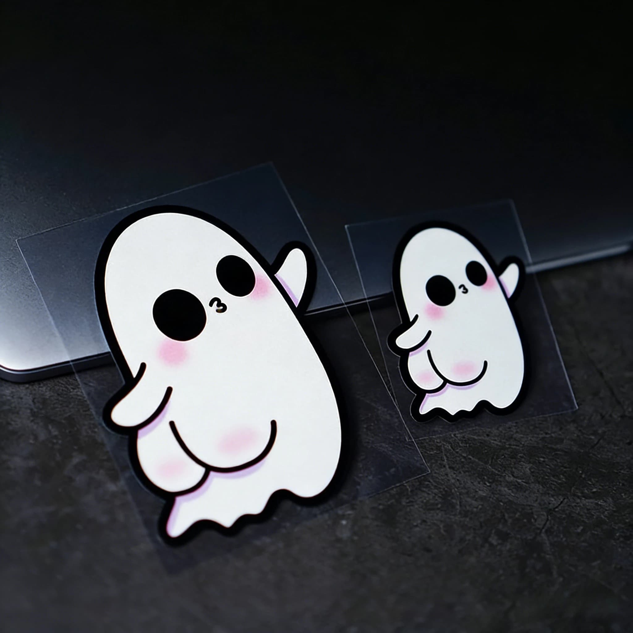 1 adesivo in vinile impermeabile con simpatico fantasma Kawaii per decorazioni per auto, moto, casco, laptop, dimensioni assortite