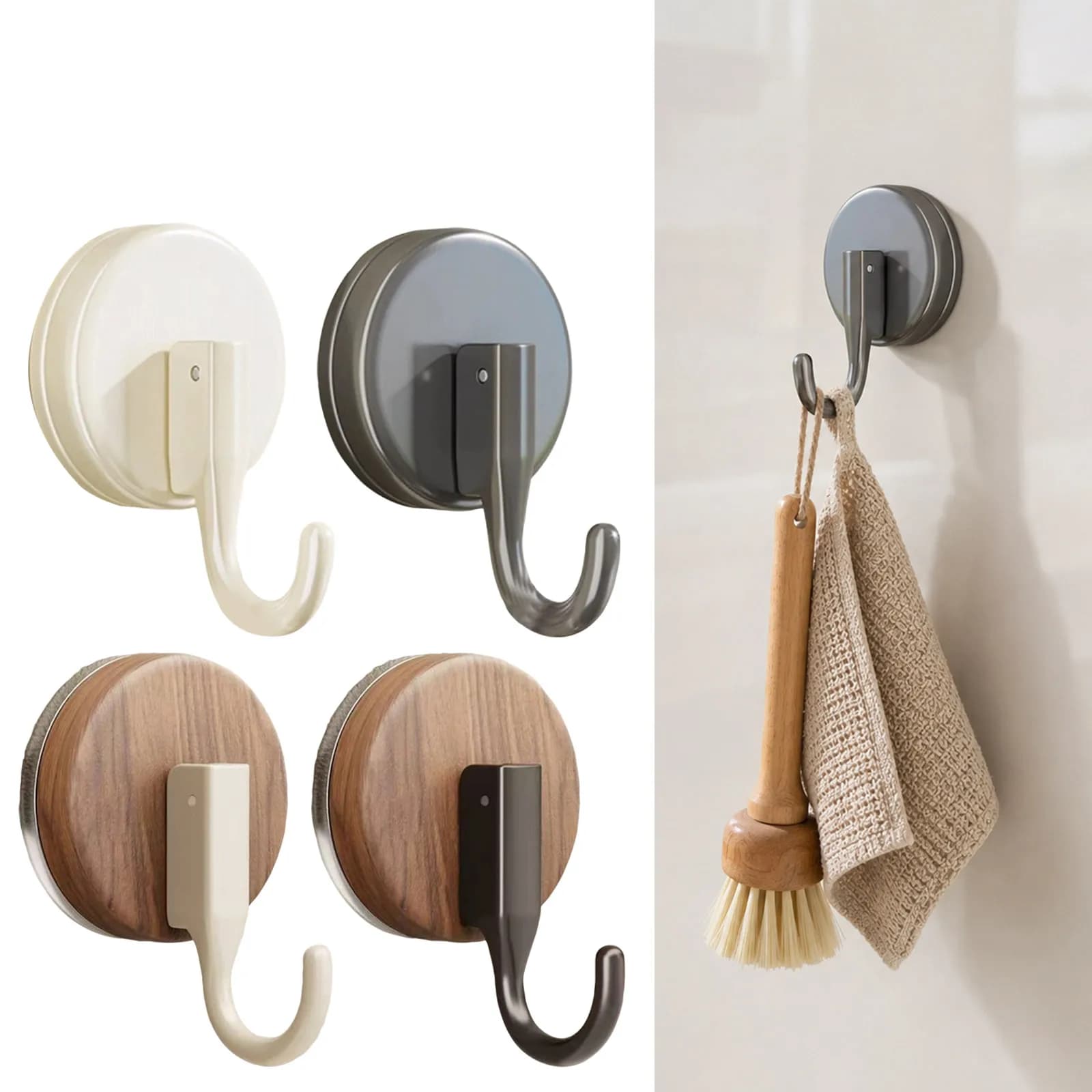 2-Pack Multi-Purpose Hooks Household Suction Cup Hooks Kitchen No Drilling Hook Home Suction Cup Hanging Ornament