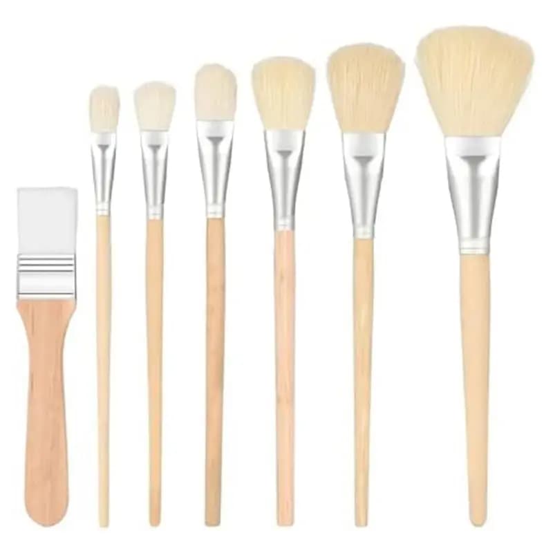 Stock Quantity Mop Brush For Acrylic Painting, Assorted Size Acrylic Paint Brush Set Blending Mop Brushes With Wooden Handle