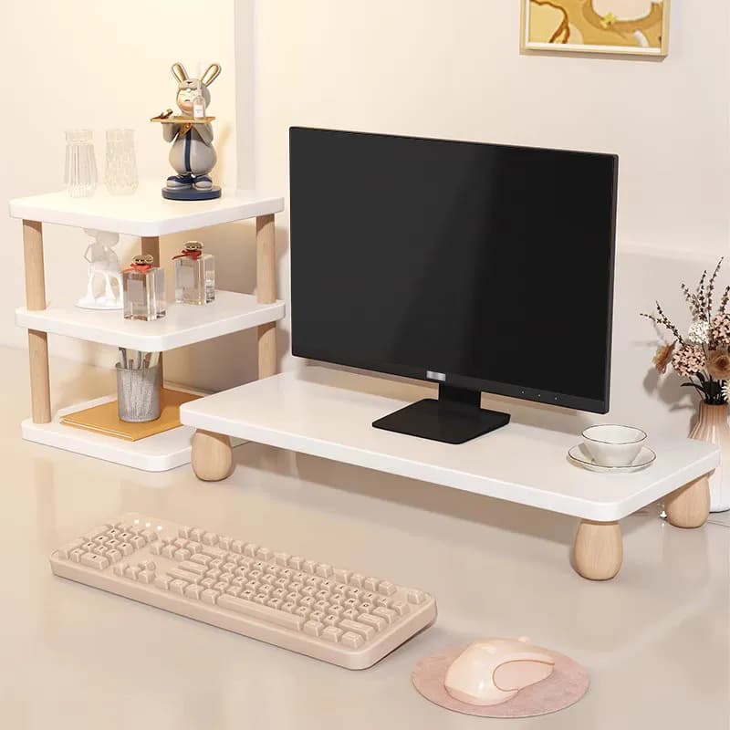 Desk Monitor Support with Larga Base, PC Display Stand, Modern and Simple Design, Rectangular