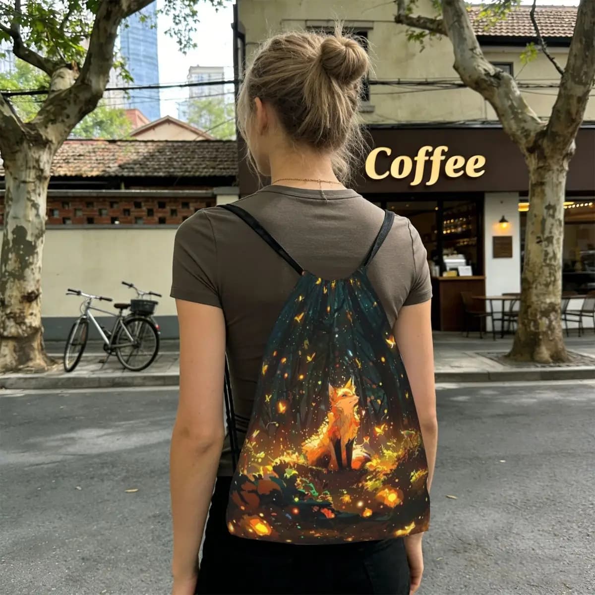 Zaini Mysterious And Dreamlike Red Fox, borse multifunzione con coulisse, tasche per oggetti vari, borse per libri, per uomo e donna, per la scuola