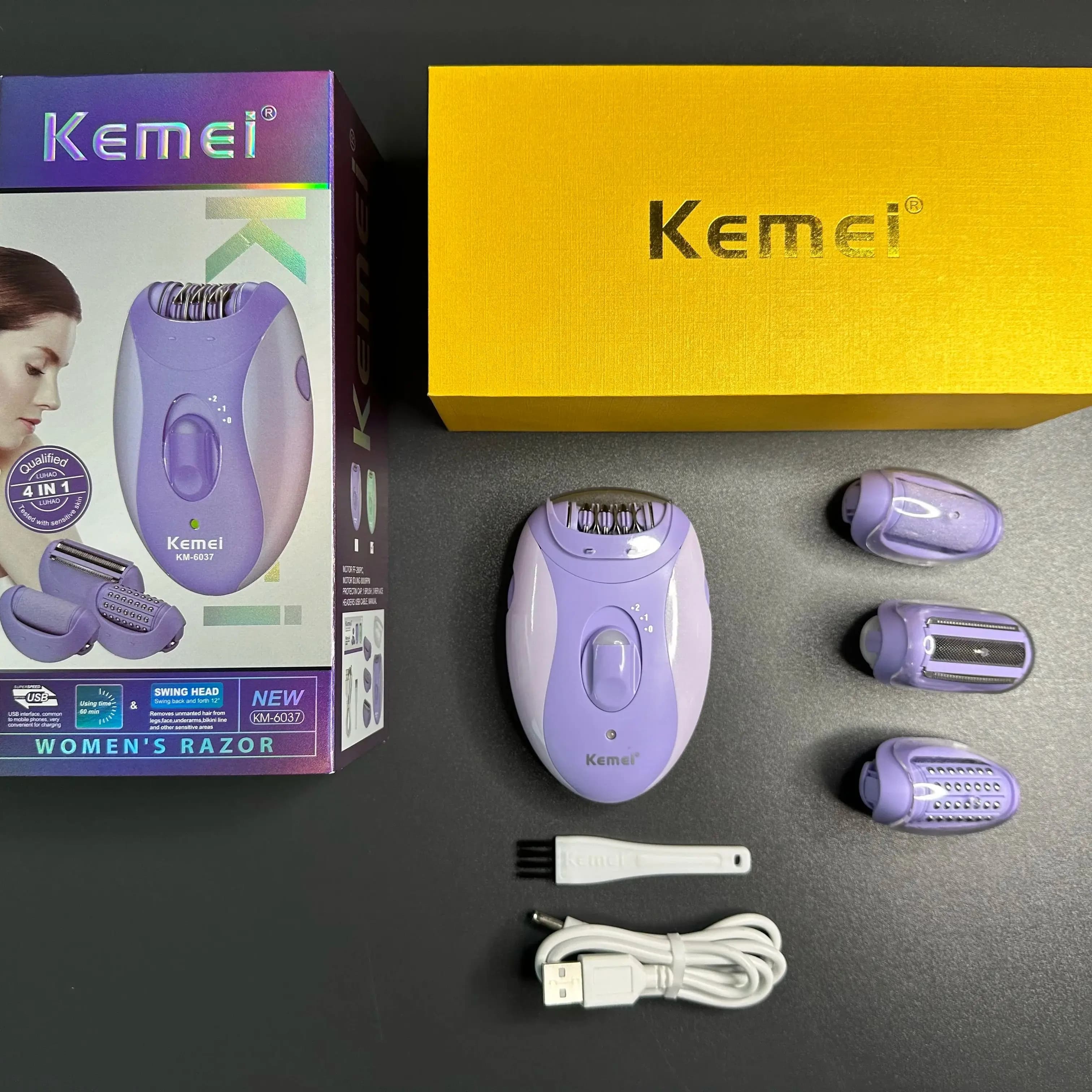 Kemei Face Body depilazione Lady Bikini Trimmer macchina da barba ricaricabile donne epilatore rasoio elettrico rasoio KM-6037