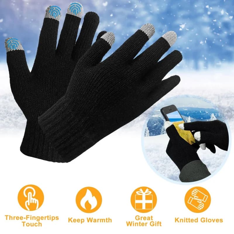 Guanti touch screen unisex Guanti invernali caldi lavorati a maglia con dita intere per il calore Corsa Ciclismo Escursionismo in campeggio
