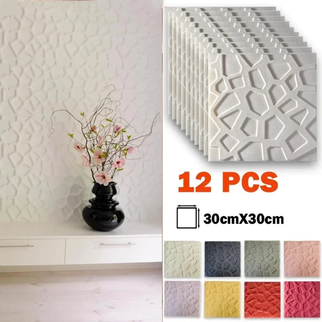 12 adesivi murali in schiuma 3D, carta da parati autoadesiva, decorazioni per la casa, per cucina, armadio, bagno, carta da parati impermeabile 30x30 cm