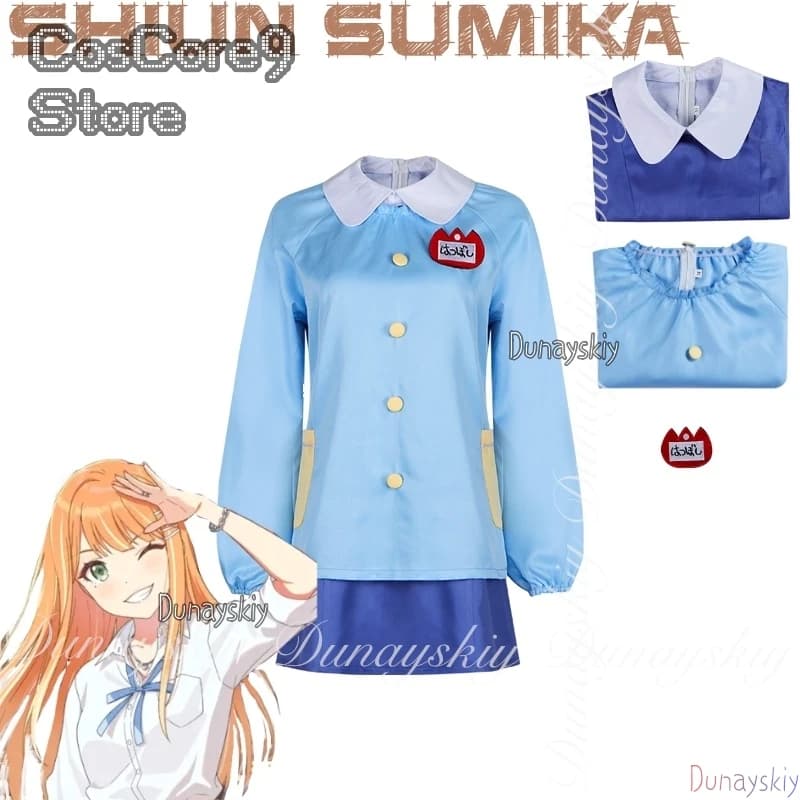 THE IDOLM@STER Gioco Shiun Sumika Cosplay Spice Girl Idol con la parrucca lunga arancione con l'uniforme blu Cosplay ssiSet completo