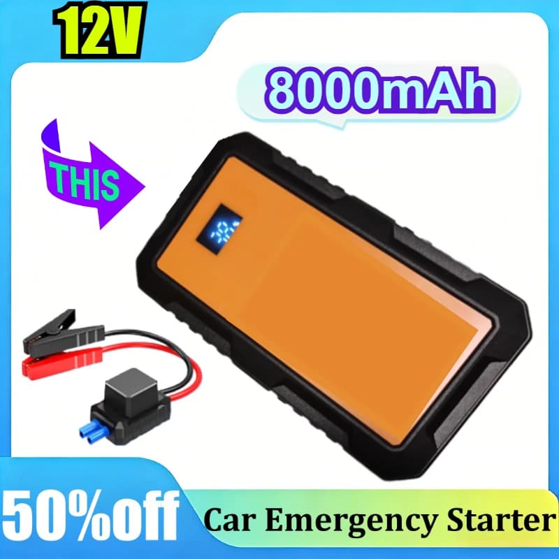 Avviatore d'Emergenza per Auto 12V 8000mAh con Display Digitale, Caricabatterie Portatile, Dispositivo di Avviamento d'Emergenza, Booster per Batteria