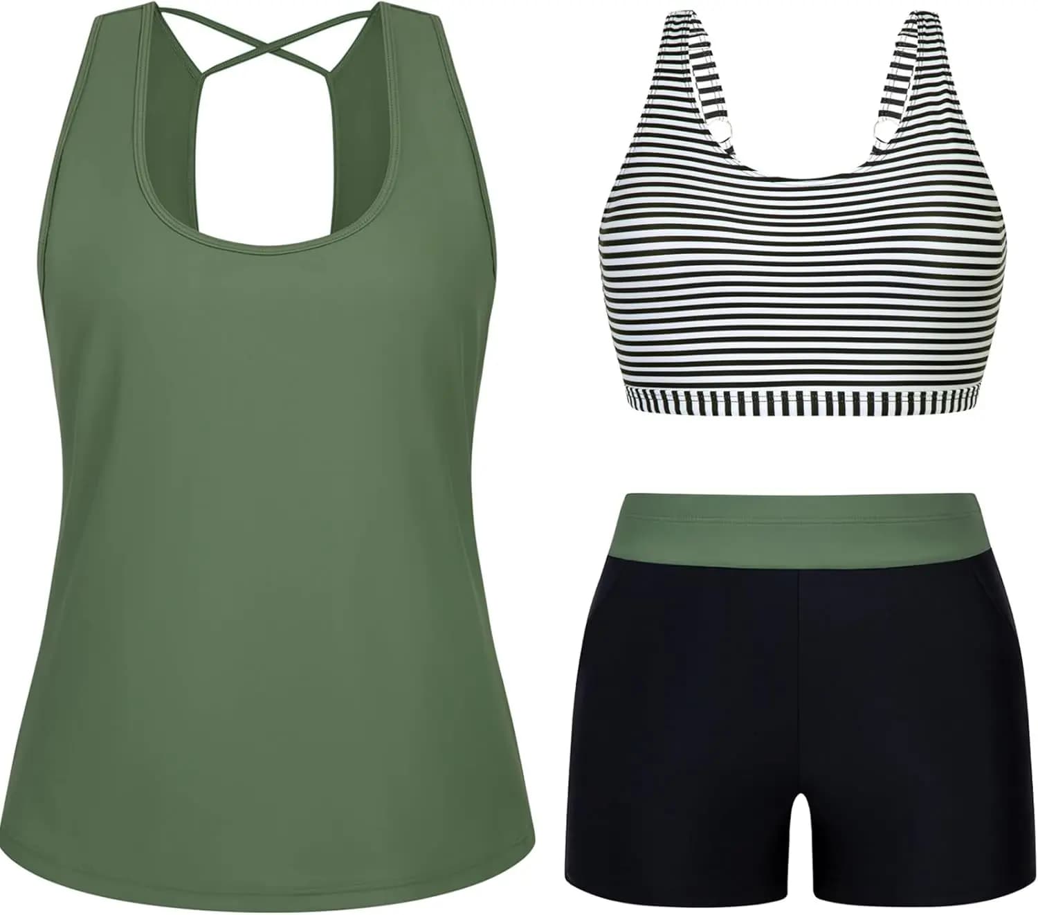 3 piece swimsuits for women, set tankini, modest swimwear, strong size swimsuits, collection 2026
