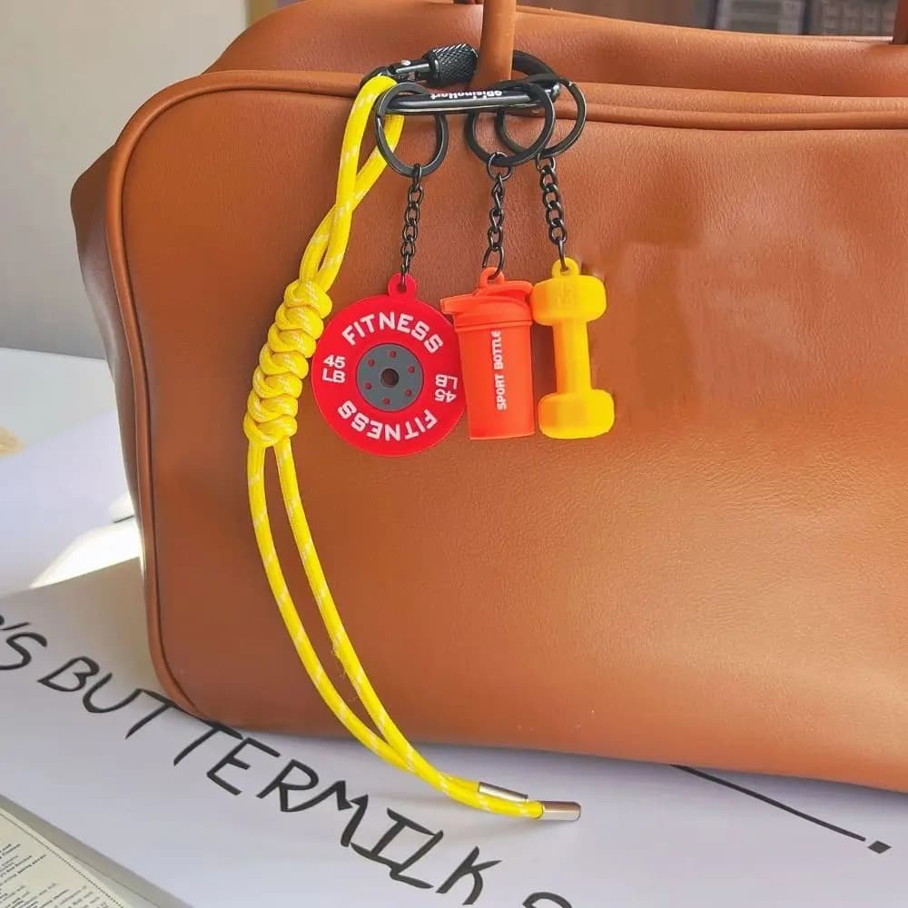 Mini Barbell Keychain Kettlebells Water Cups Simulation Manubri Keychain Creative with D-shaped buckle