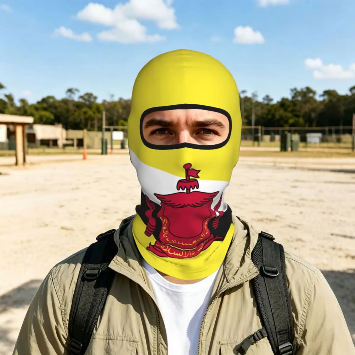 Maschera Antivento per Moto e Bici con Bandiera del Brunei, Protezione Solare per Esterni, Copricapo per Ciclismo