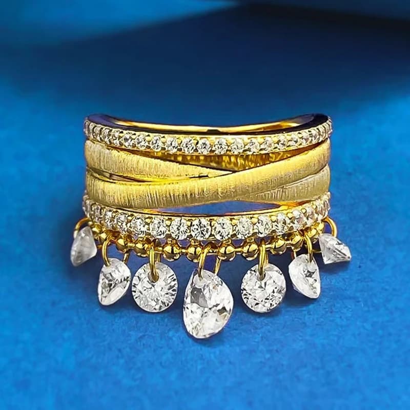 Anello per tenda a stella con tenda a forma di stella vintage calda francese, anello di design con frange di lusso leggero con processo disegnato a mano, regalo per feste da donna