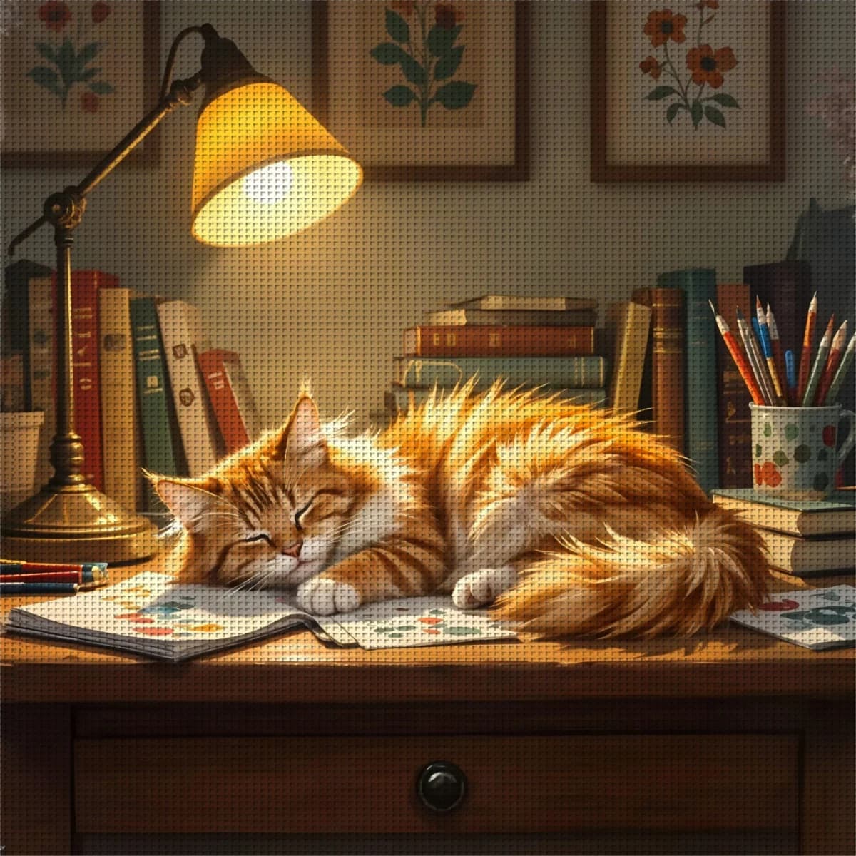 1 set of 40x40cm-15.7x15.7 inch/50x50cm-19.7x19.7 inch DIY cross-stitch set without frame,Lovely cat,printed embroidery set