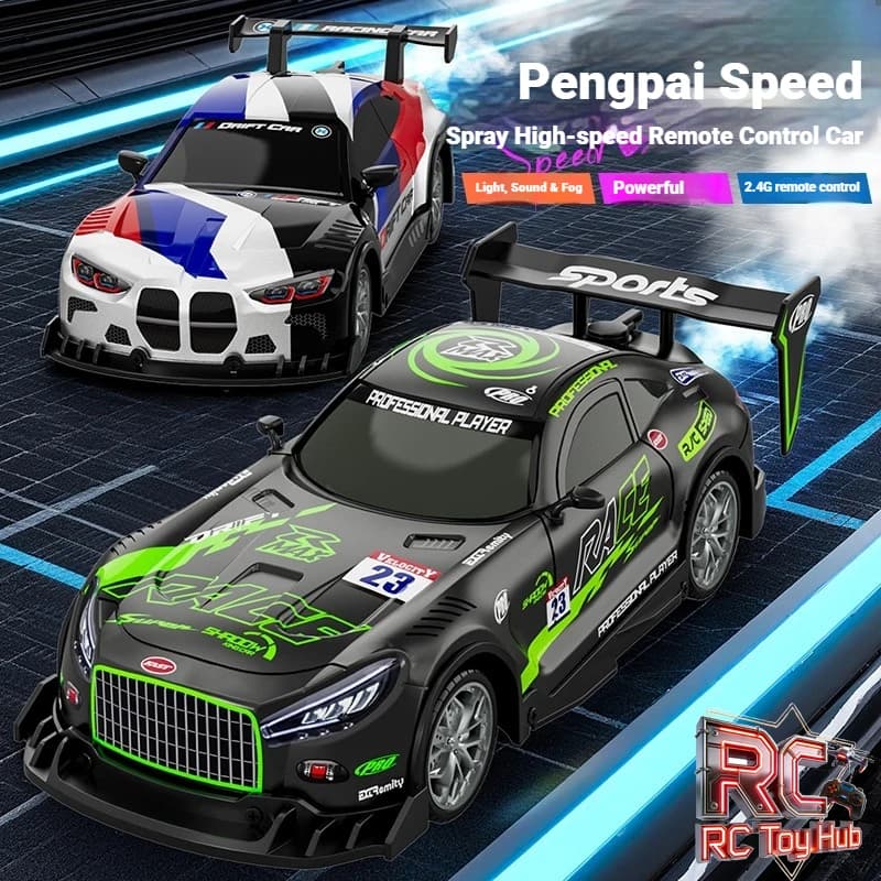 RC Drift Racing Car 1:16 Scale Simulation Electric Car With Spray LED Lights High Speed Toy For Kids Boys Drifting Competition