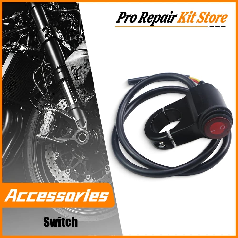 Motorcycle Handlebar Light Switch Red Button LED Headlight Control Electronic Switch For Scooter Dirt Bike