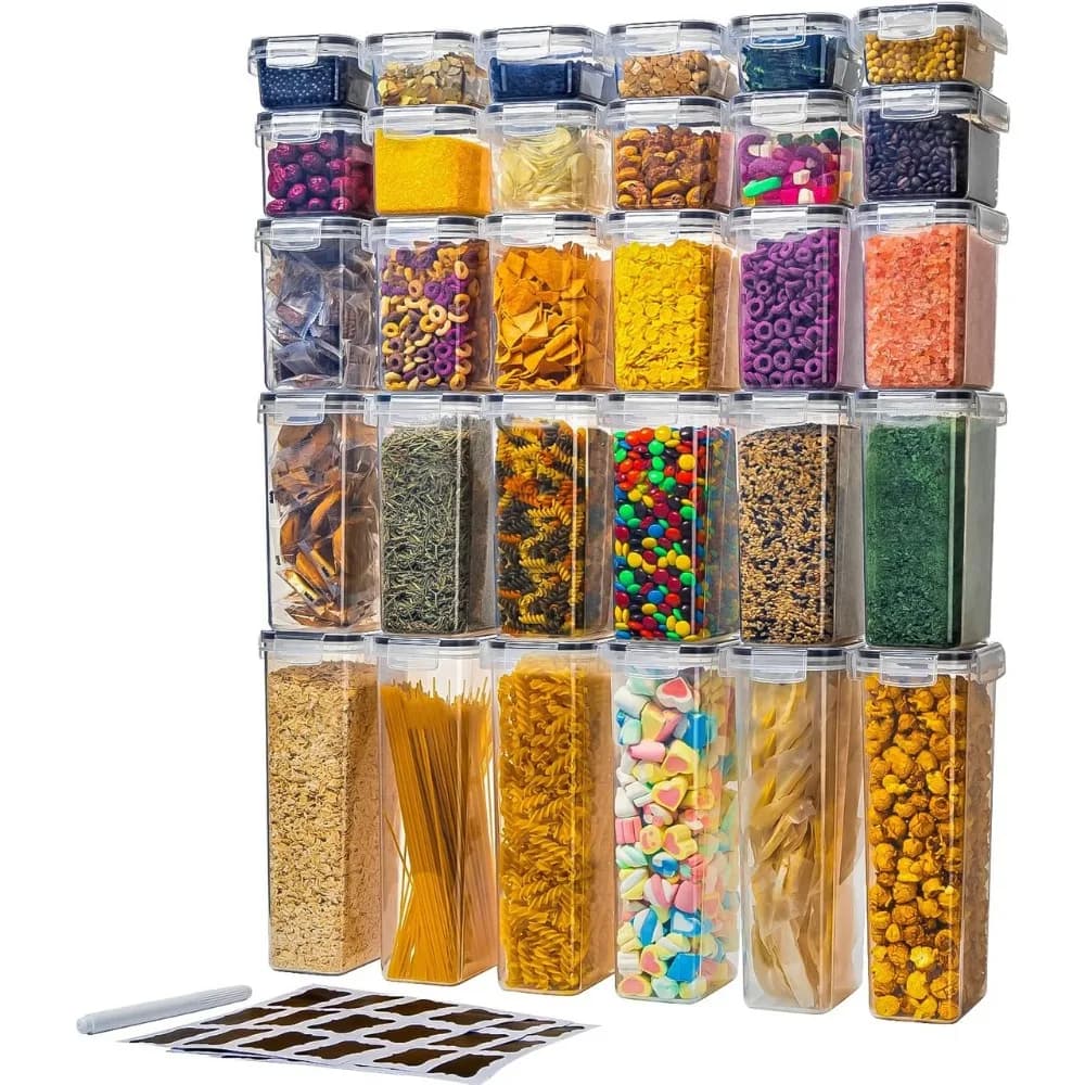 Confezione da 30 contenitori ermetici per la conservazione degli alimenti per l'organizzazione della dispensa della cucina