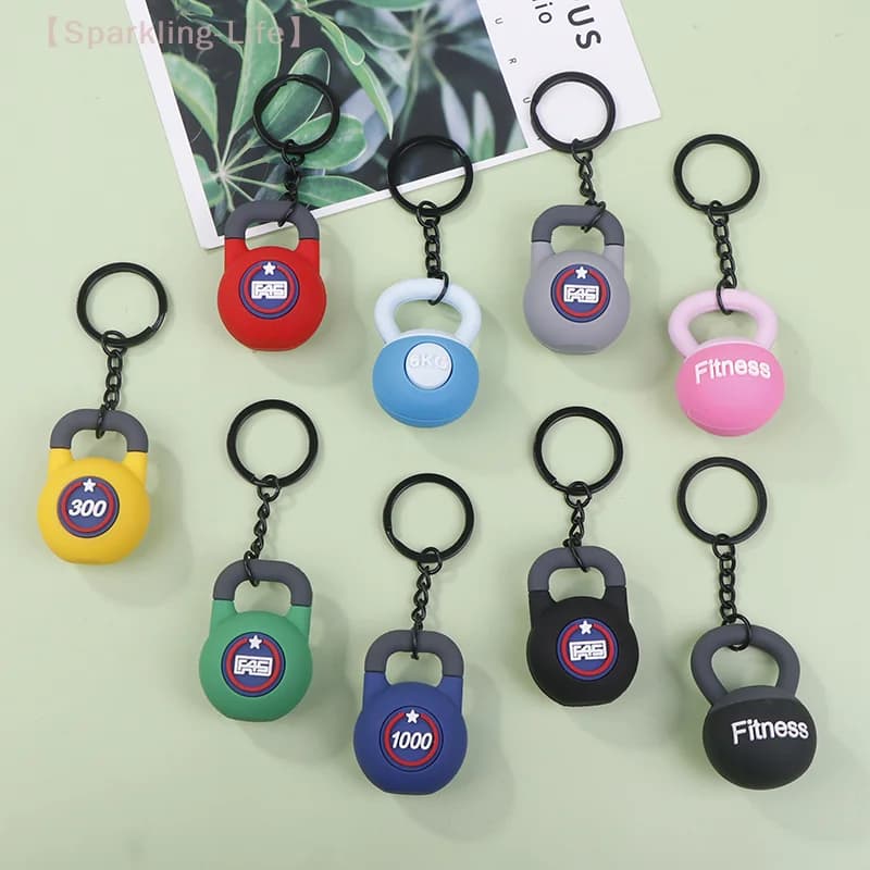 Kettlebell 3D Keychain - Pleasant PVC Sports Keychain for Women, Car Keychain and Bag Pendant, Fitness Gym Accessories