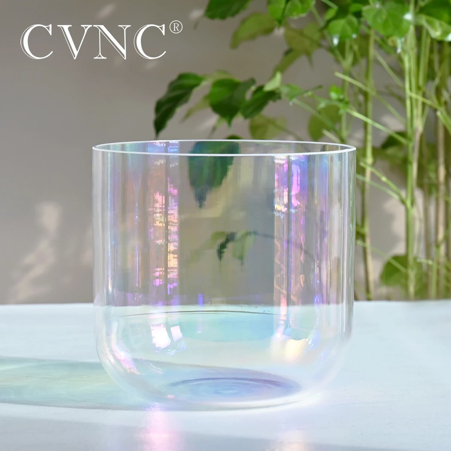 CVNC 6 Inch Natural Cosmic Light Alchemy Clear Quartz Crystal Singing Bowl for Sound Healing with Mallet