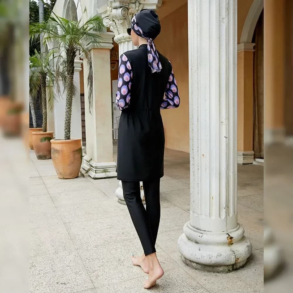 Set of 3 pieces Islamic Woman Moslem swimwear Tops and trousers Berretti Burkini Swim Swim Surf Wear Sport swimsuit