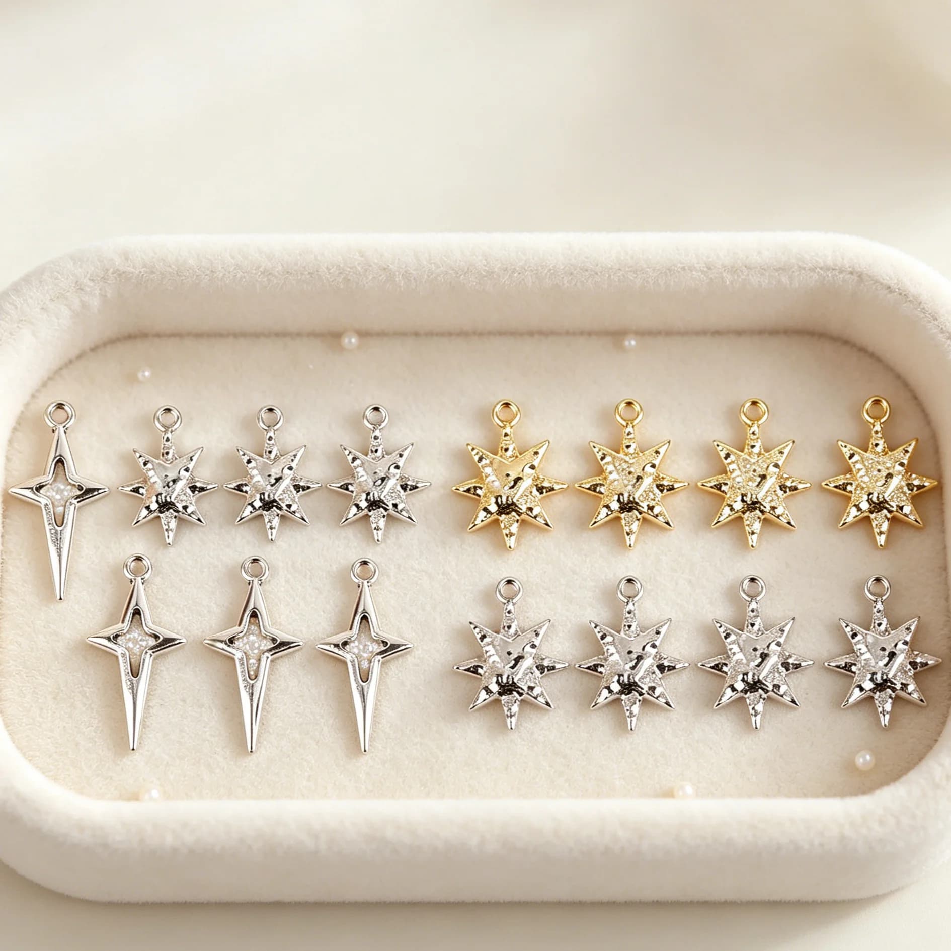 10/40/50pcs Antique Silver Openwork Star Pendants Multi Size Handmade Earring Bracelet Making Supplies