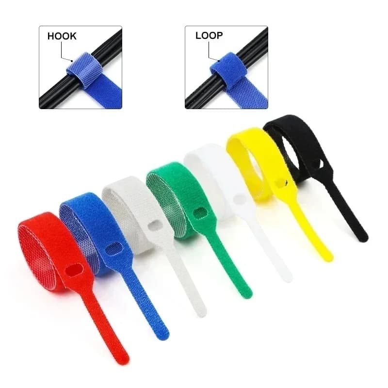10/40Pcs Releasable Cable Ties Colored Plastics Reusable Cable Ties Nylon Loop Hook Wrap Zip Bundle Adjustable Fasten Tie