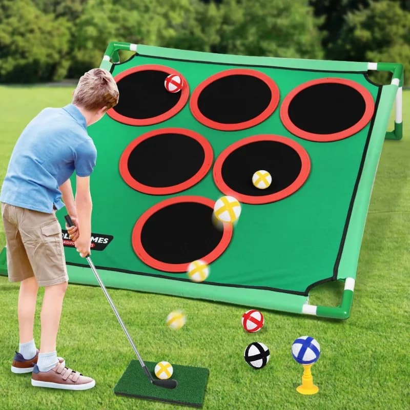 Gioco da golf Set da gioco Gioco da scheggiatura da golf Gioco da cornhole con palline Putting Mat Putter Target per golfisti Bambini Famiglia Indoor Outdoor