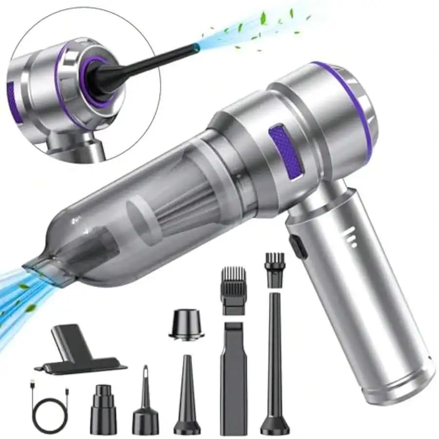 Aspirapolvere per Auto ad Alta Potenza - 18000PA Aspirapolvere Portatile 4 in 1 con Aria Compressa, Soffiatore e Pompa