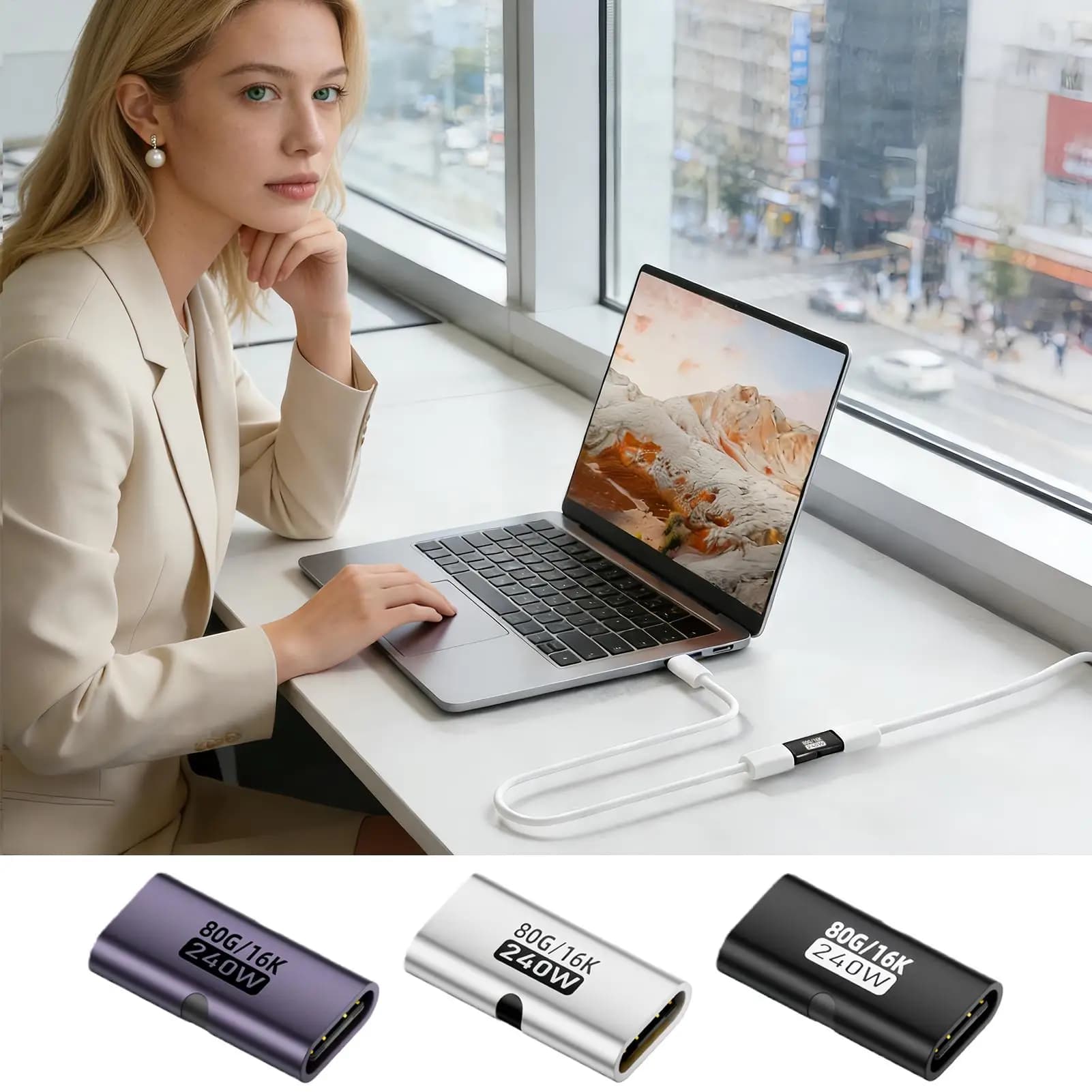 Nuovo Adattatore USB C Femmina-Femmina 240W, Connettore USB C a USB C per Casa, Conferenze, Viaggi, Computer Desktop, Laptop, Ufficio