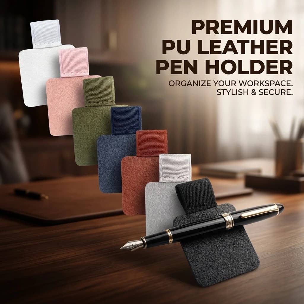Confezione da 10 Portapenne Autoadesivi in Pelle PU, Anello Portapenna per Quaderni, Diari, Agende, Tablet, Accessorio Elastico Portapenne