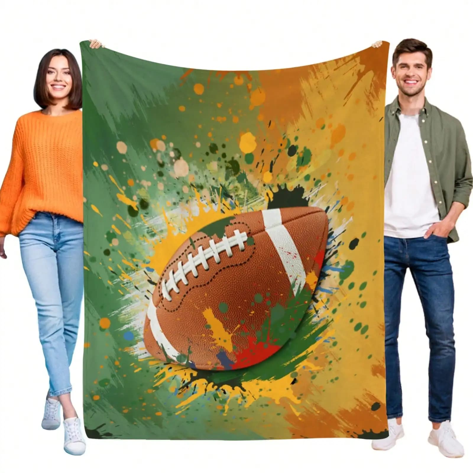 Rugby graffiti design Flannel printed blanket suitable for all seasons suitable for living room office sofa and travel 180x250CM