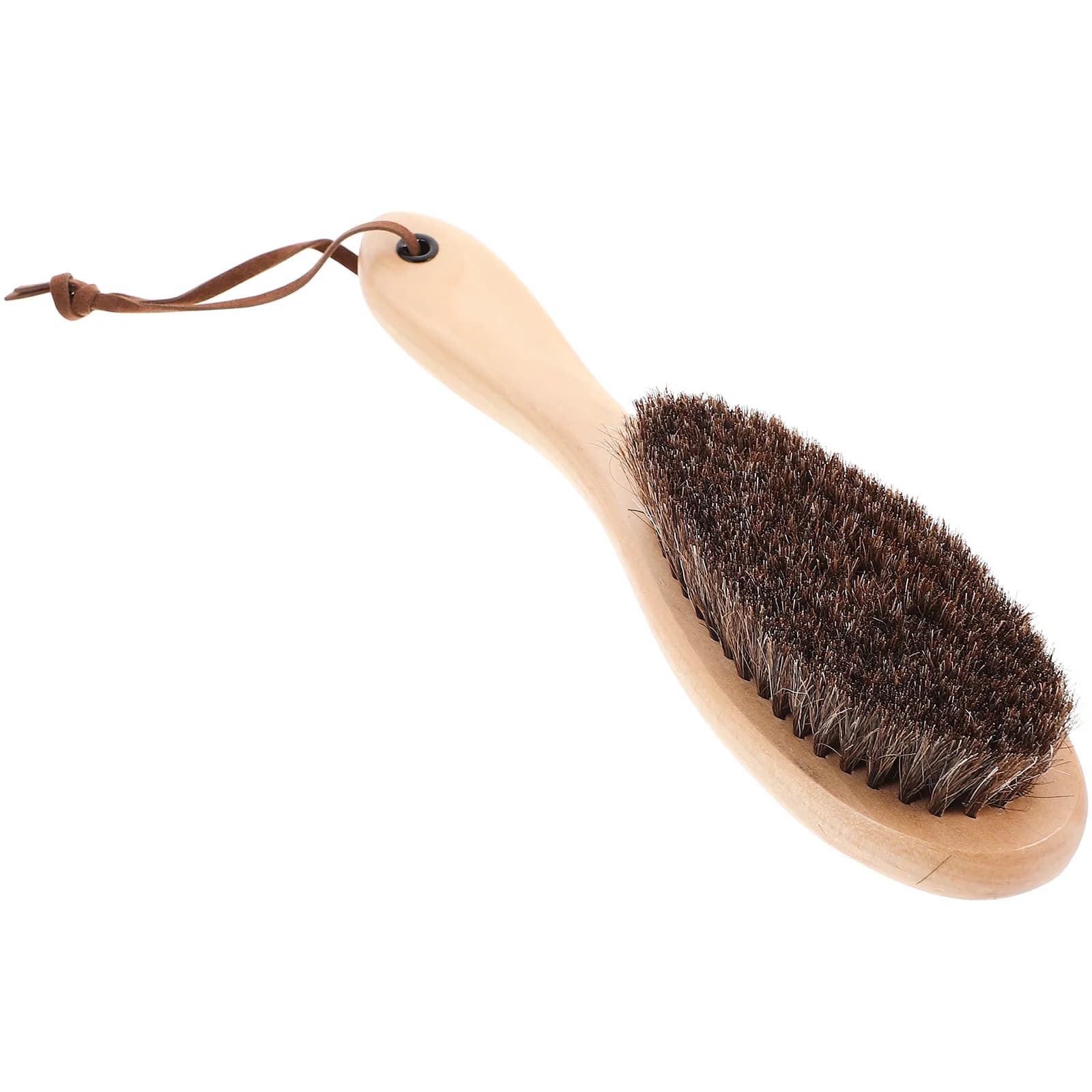 Natural Wood Handle Shoes Polish Brush Horse Hair Bristle Anti-Static Cloth Cleaning Brush for Shoes Boots Suede