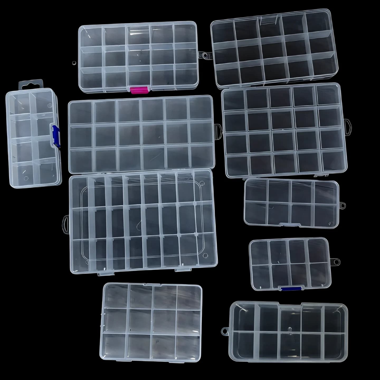 Transparent Plastic Organizing Box, Beading Container, Jewelry, Craftsmanship, Fishing Equipment, Small Items and Hardware