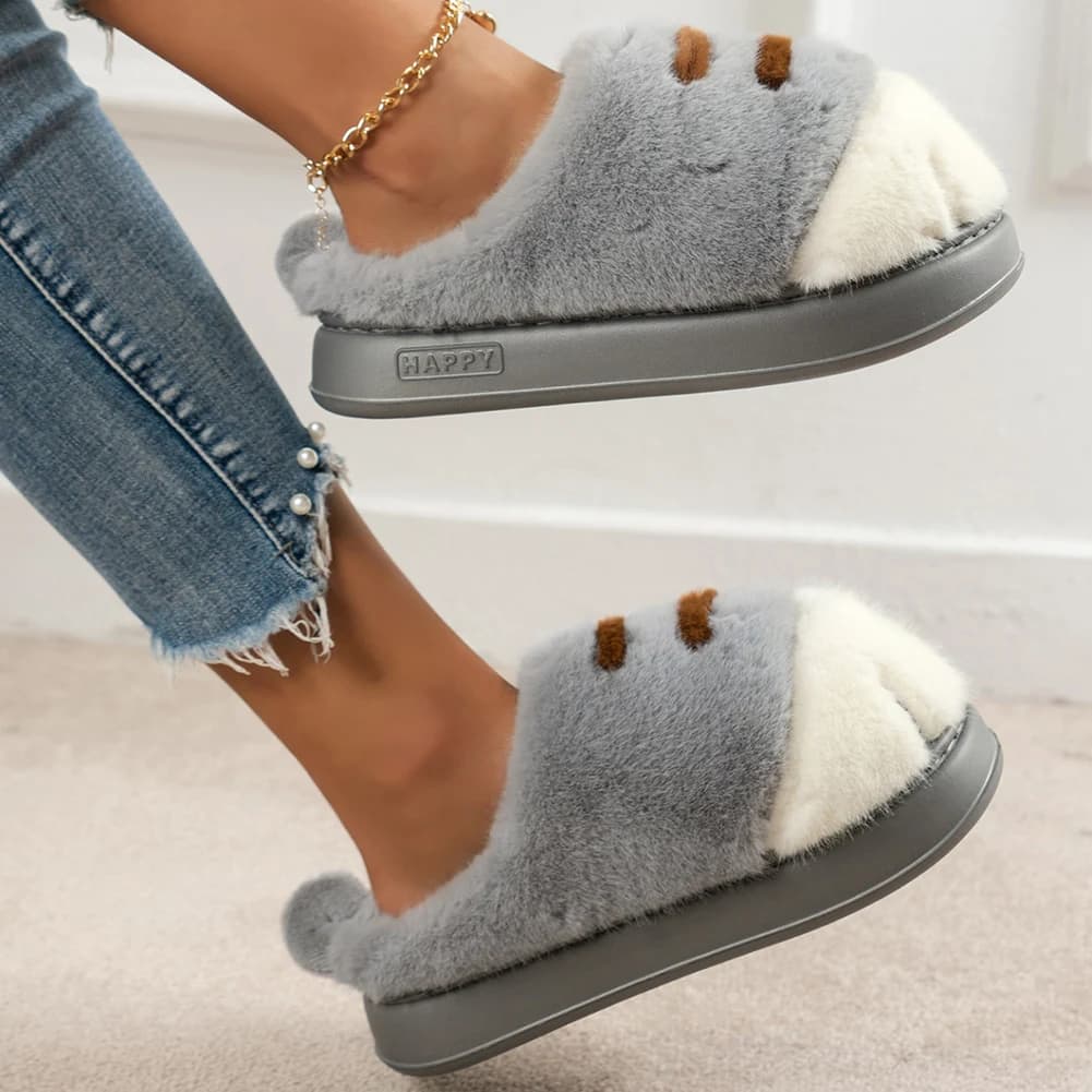 Pantofole 3D a Forma di Zampa di Gatto, Calde e Comode, Ciabatte Pelose per Coppie, Adatte per Autunno e Inverno
