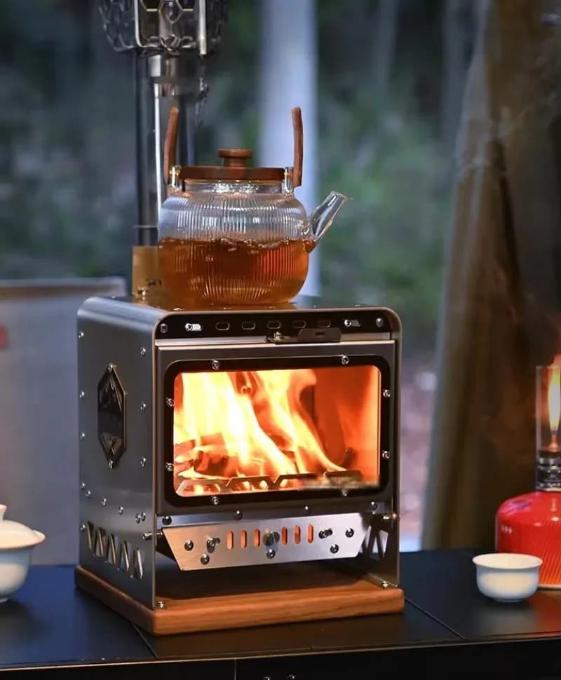 Mini Outdoor Portable Wood Kitchen Small Stainless Steel Table Fireplace for Camping Tent Heating and Picnic Powered by Coal
