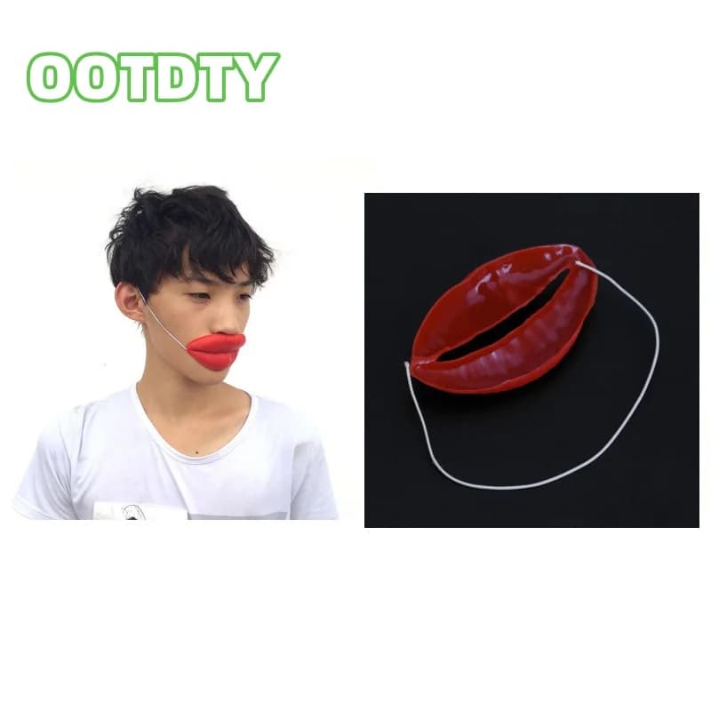 Puntelli Scherzi Salsiccia Labbra rosse Spessa Halloween Divertente maschera in lattice horror