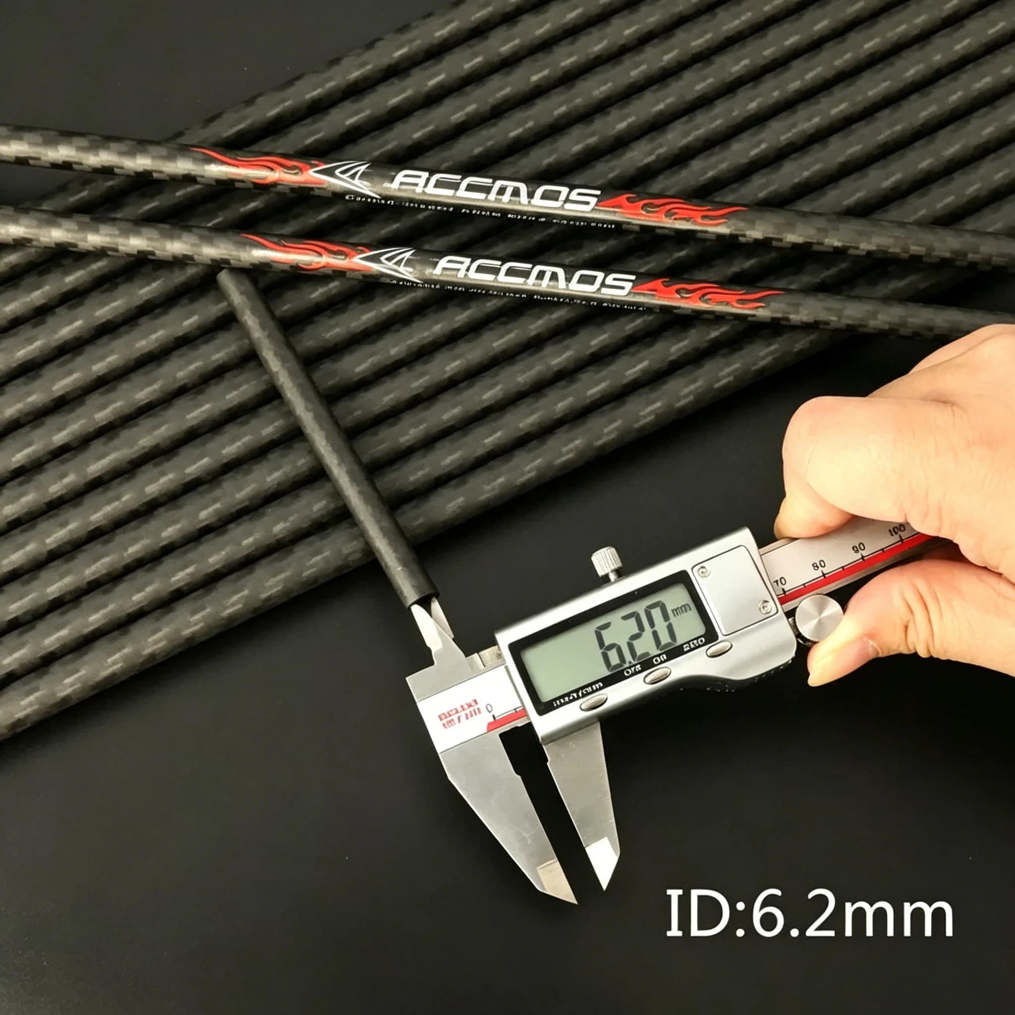 Aste per Frecce in Carbonio Puro ACCMOS, Spine 200-500, 3K 6.2mm ID, Alta Resistenza per Archi Compound e Ricurvi, Caccia, 12 Pezzi