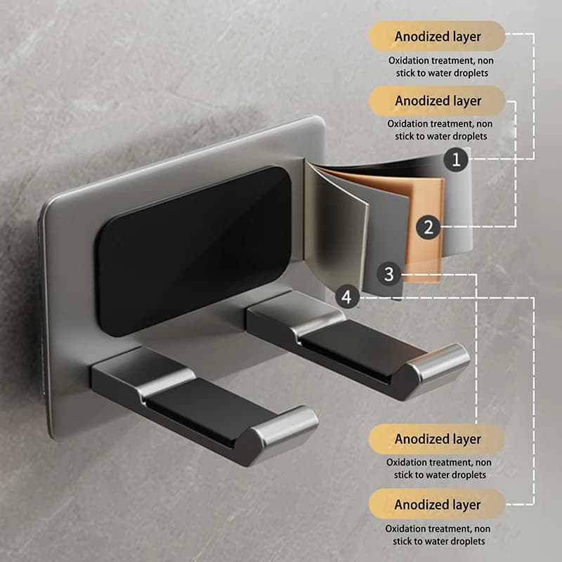 Aluminium Hairdryer RackWall Mounted Self-Stick Hairdryer RackNon-Punch Hairdryer Rack Bathroom Hairdryer Organiser Shelf