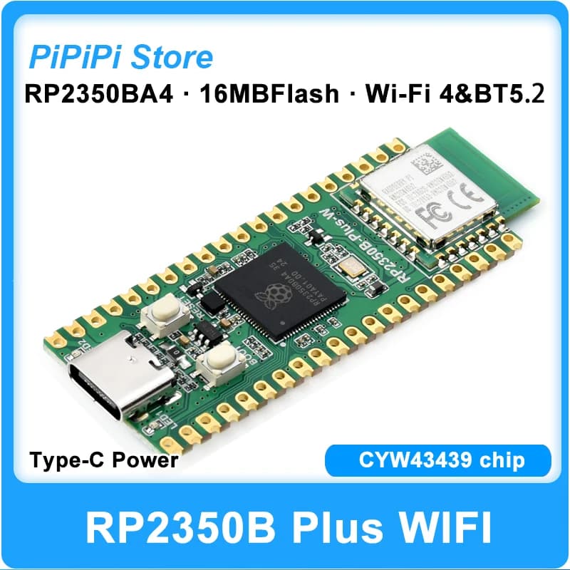 RP2350B Plus W development card equipped with Raspberry Pi radio module 2 modules WIFI4 BT5 16MB Flash Chip RP2350B type C